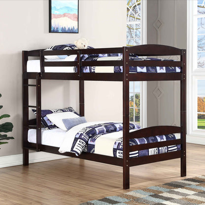 Convertible Wood Bunk Bed – Single-over-Single - Espresso Single/Single Bunk Only