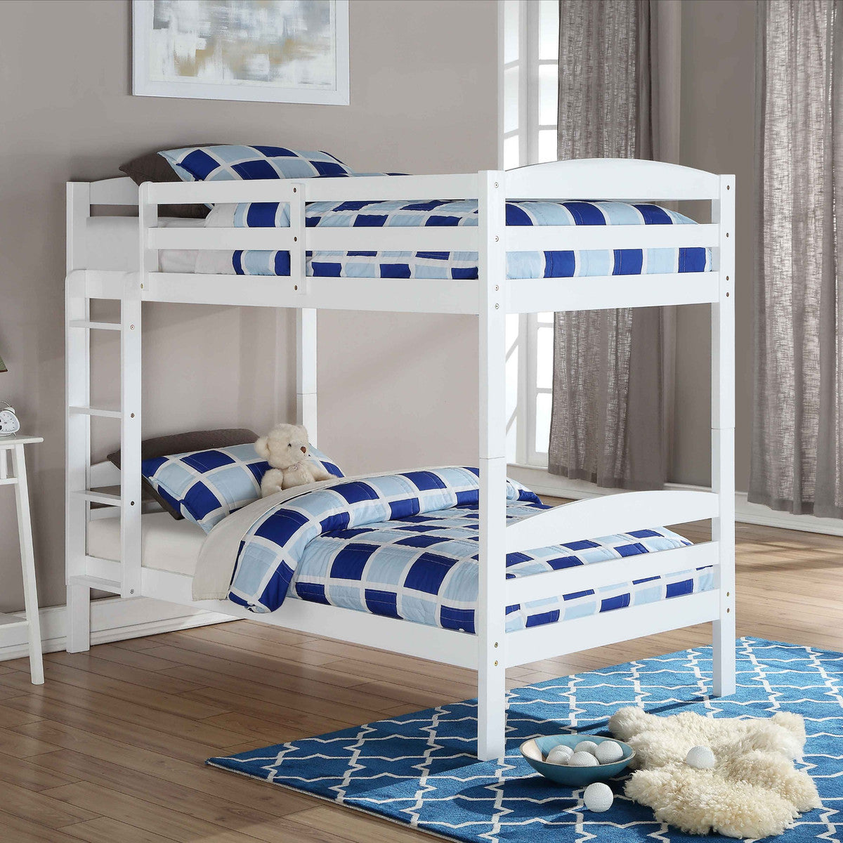 Convertible Wood Bunk Bed – Single-over-Single - White Single/Single Bunk Only