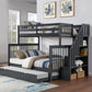 Grey Single/Double reversible staircase bunk bed with pull-out trundle