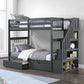 Grey Single/Single reversible staircase bunk bed with 2 storage drawers