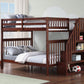 Espresso Double/Double Bunk Only — reversible staircase bunk bed