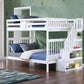 Mission-Style Staircase Bunk Bed – Single/Single, Single/Double or Double/Double - White Double/Double Bunk Only