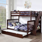Espresso Single/Double reversible staircase bunk bed with pull-out trundle