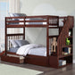 Espresso Single/Single reversible staircase bunk bed with 2 storage drawers