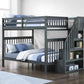 Mission-Style Staircase Bunk Bed – Single/Single, Single/Double or Double/Double - Grey Double/Double Bunk Only