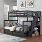 Grey Single/Double reversible staircase bunk bed with 2 storage drawers