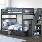 Grey Double/Double reversible staircase bunk bed with 2 storage drawers