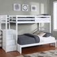 White Single/Double Bunk Only — left-facing staircase bunk bed
