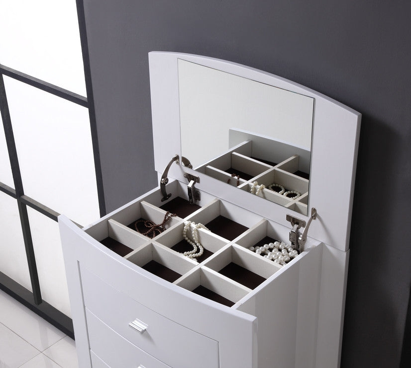 Barcelona Collection High-Gloss White LED Hydraulic Storage Bedroom Set with USB Charging