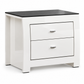 Barcelona Collection High-Gloss White Nightstand with Black Glass Top