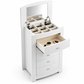 Barcelona Collection High-Gloss White 5-Drawer Jewelry Storage Chest with Mirror