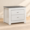 Barcelona Collection High-Gloss White Nightstand with Black Glass Top