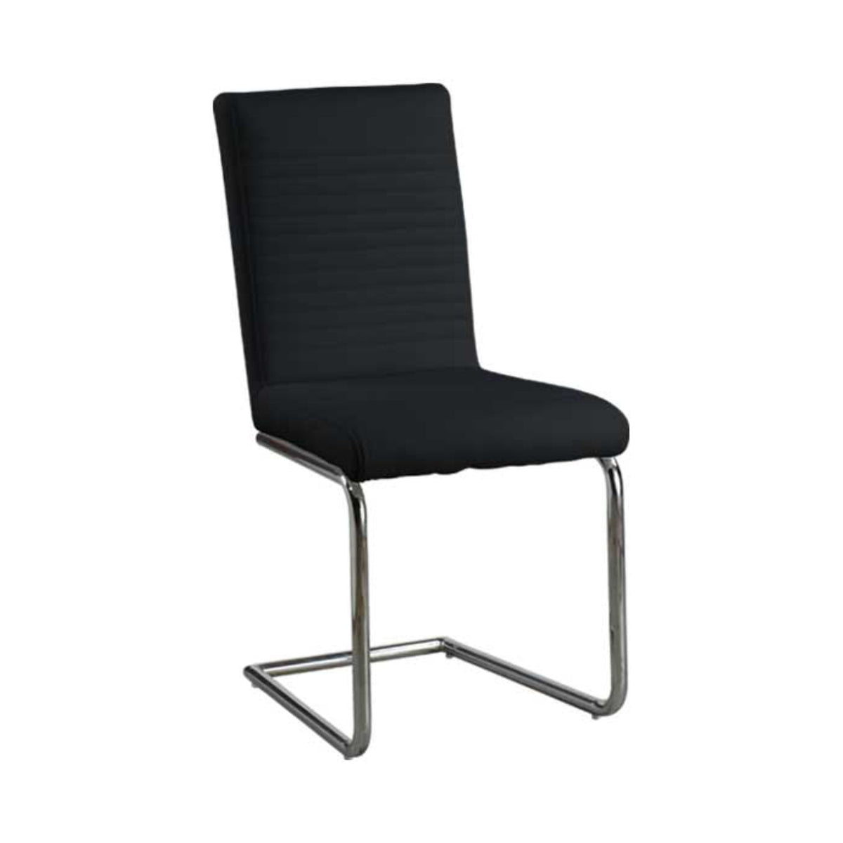 PU Dining Chairs with Chrome Cantilever Frames – Set of 6 – Black