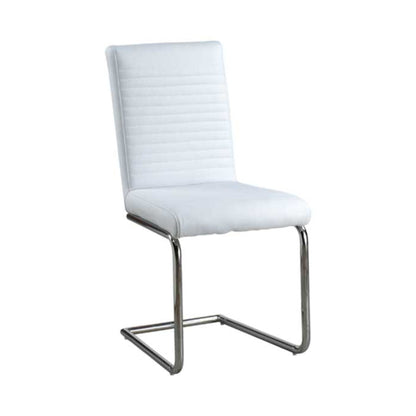 PU Dining Chairs with Chrome Cantilever Frames – Set of 6 – White