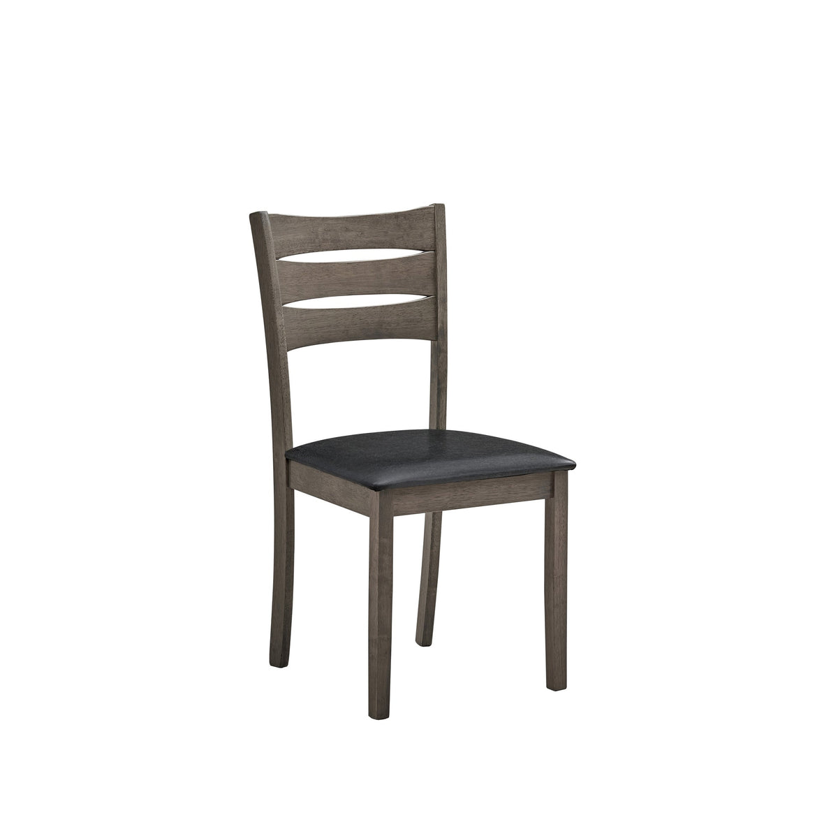 Antique Grey Wood Dining Table with 4 Black PU Ladder-Back Chairs – single dining chair