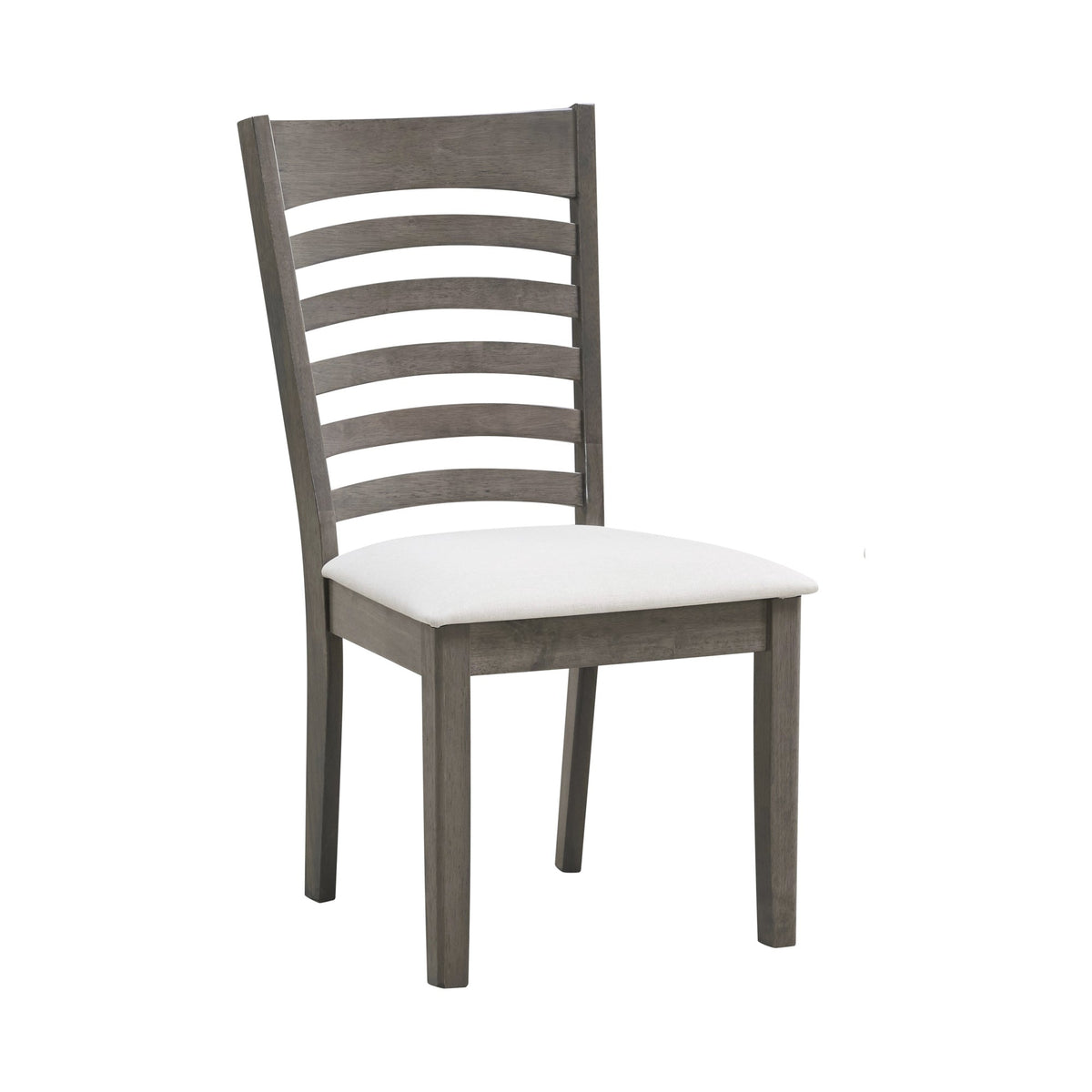 Antique Grey Ladder-Back Dining Chairs – Set of 2 – Cream Seat