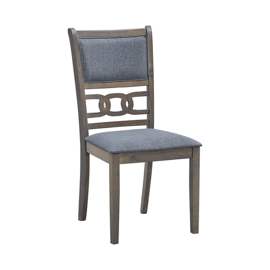 Antique Grey Ladder-Back Dining Chairs – Set of 2 – Dark Grey Seat