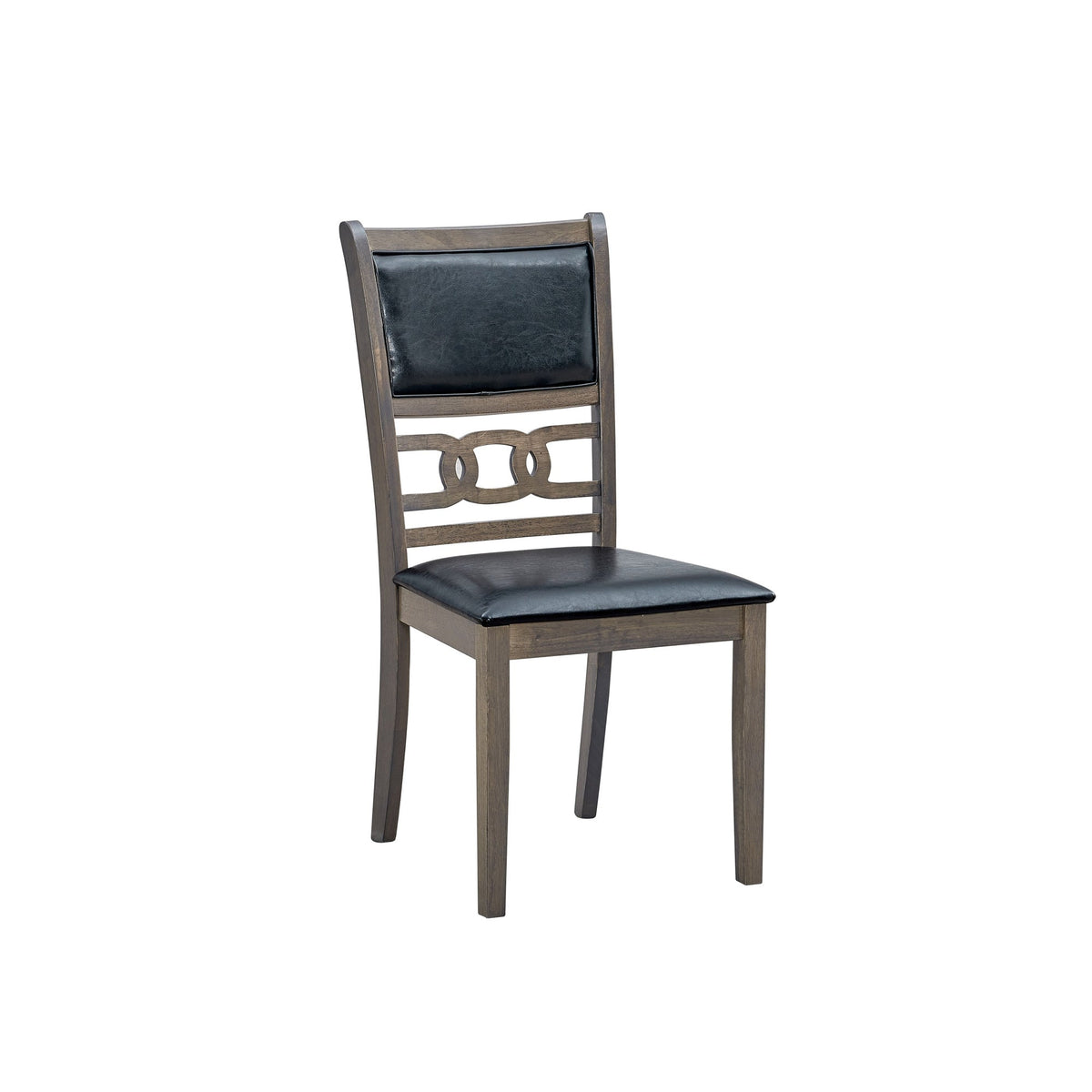 Antique Grey Wood Dining Table with 4 Black PU Chairs – single dining chair