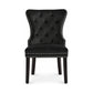 Tufted Velvet Dining Chairs with Espresso Legs – Set of 2 – Black