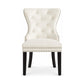 Tufted Velvet Dining Chairs with Espresso Legs – Set of 2 – Cream