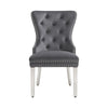 Tufted Velvet Dining Chairs with Chrome Legs – Set of 2 – Grey
