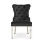 Tufted Velvet Dining Chairs with Chrome Legs – Set of 2 – Black