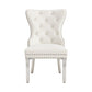 Tufted Velvet Dining Chairs with Chrome Legs – Set of 2 – Cream