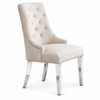 Cream Velvet Dining Chairs with Chrome Lion Knockers - Set of 2