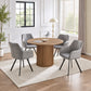 Modern Round Wood Dining Table with 4 Light Grey Velvet Swivel Chairs – complete dining set