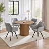 Modern Round Wood Dining Table with 4 Light Grey Velvet Swivel Chairs – complete dining set