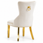 Velvet Dining Chairs with Gold Knocker Backs - Set of 2