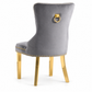 Velvet Dining Chairs with Gold Knocker Backs - Set of 2