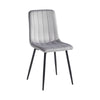Channel-Stitched Velvet Dining Chairs with Black Steel Legs – Set of 6 – Light Grey