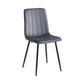 Channel-Stitched Velvet Dining Chairs with Black Steel Legs – Set of 6 – Dark Grey