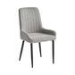Upholstered Dining Chairs with Black Steel Legs – Set of 2 – Grey-Beige Fabric