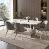 Modern Snow White Sintered Stone Dining Table with 6 Grey PU Chairs – complete dining set