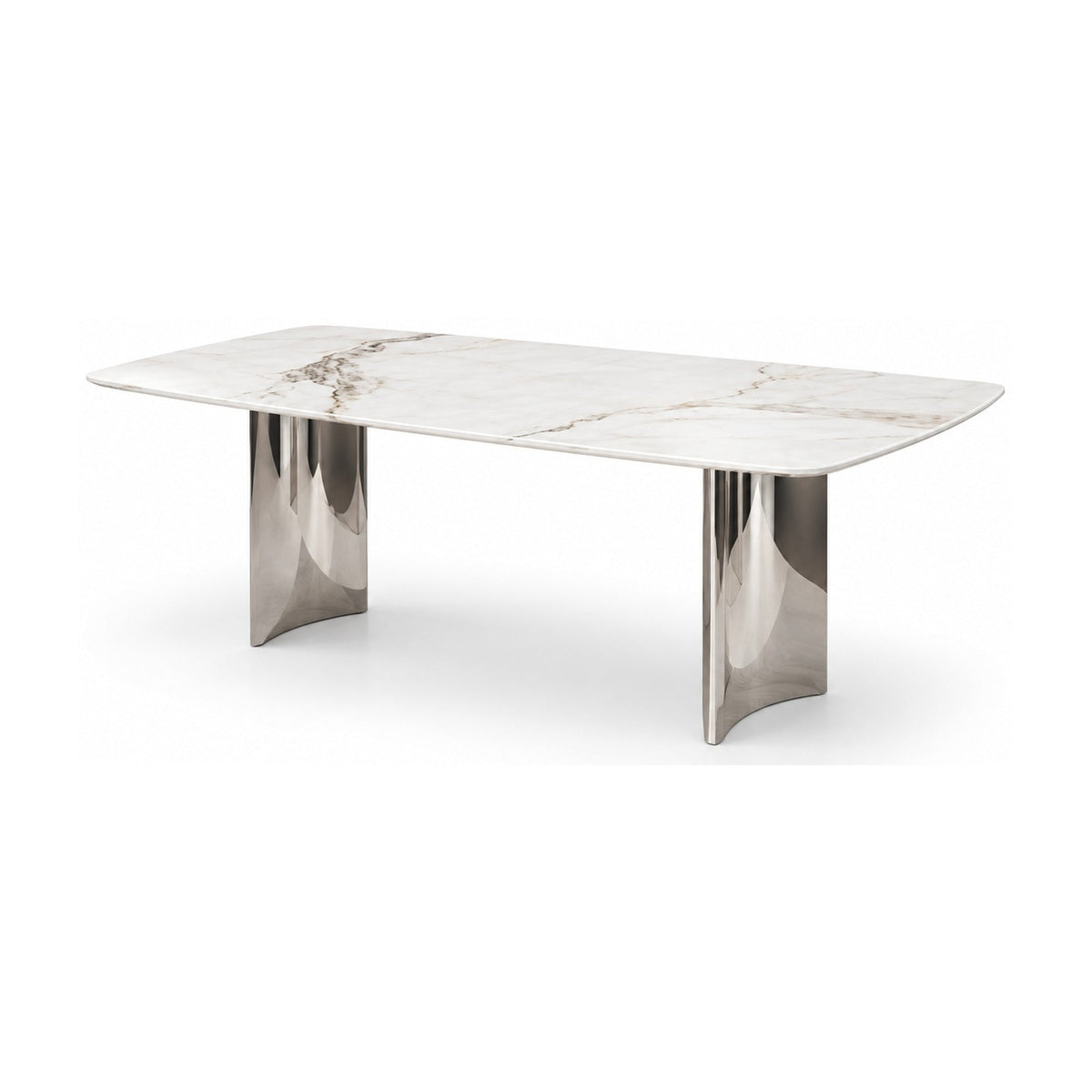 Modern Snow White Sintered Stone Dining Table with 6 Grey PU Chairs – dining table
