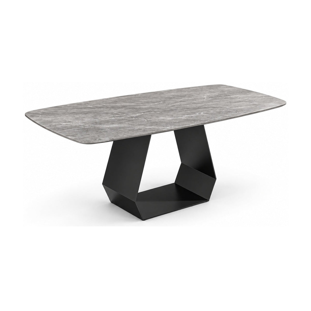 Modern Armani Grey Sintered Stone Dining Table with 6 Grey PU Chairs – dining table