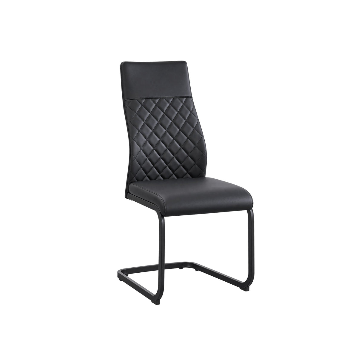 Modern Clear Glass Dining Table with 6 Black PU Diamond-Stitched Chairs – single dining chair