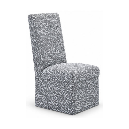 Grey Fabric High-Back Dining Chairs – Set of 2 – single chair front view