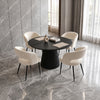 Modern Round Midnight Black Dining Table with 4 Chairs – Multiple Chair Options – complete dining set