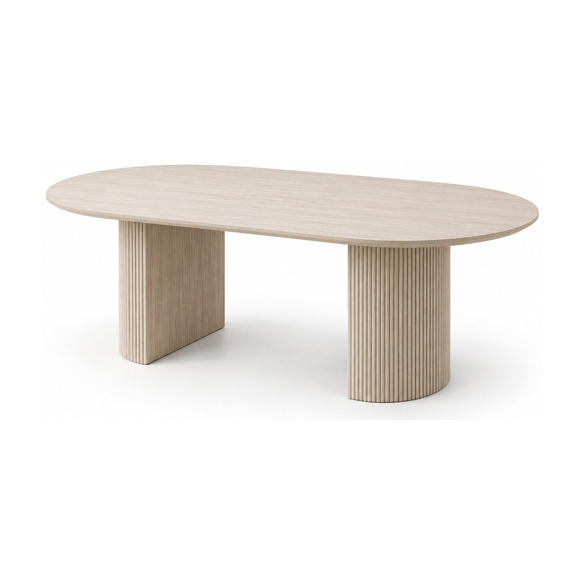 Modern Oval Travertine-Look Dining Table with 6 Cream Fabric Chairs – dining table