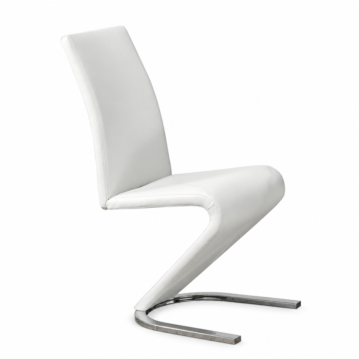 Z-Shaped Faux-Leather Dining Chairs with Chrome Frames - Set of 2