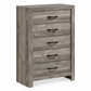 Charlotte Collection Driftwood Grey LED Platform Bedroom Set with USB Charging