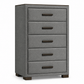 Modern Dark Grey Upholstered Platform Bedroom Set with Dylan Case Goods
