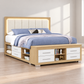 Emma LED storage bed — Natural/White lifestyle view, bed only