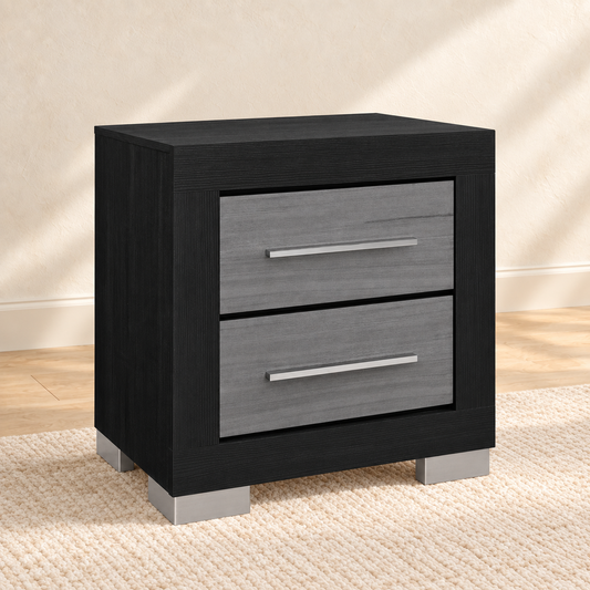 Emma Collection Nightstand – Black/Grey or Natural/White