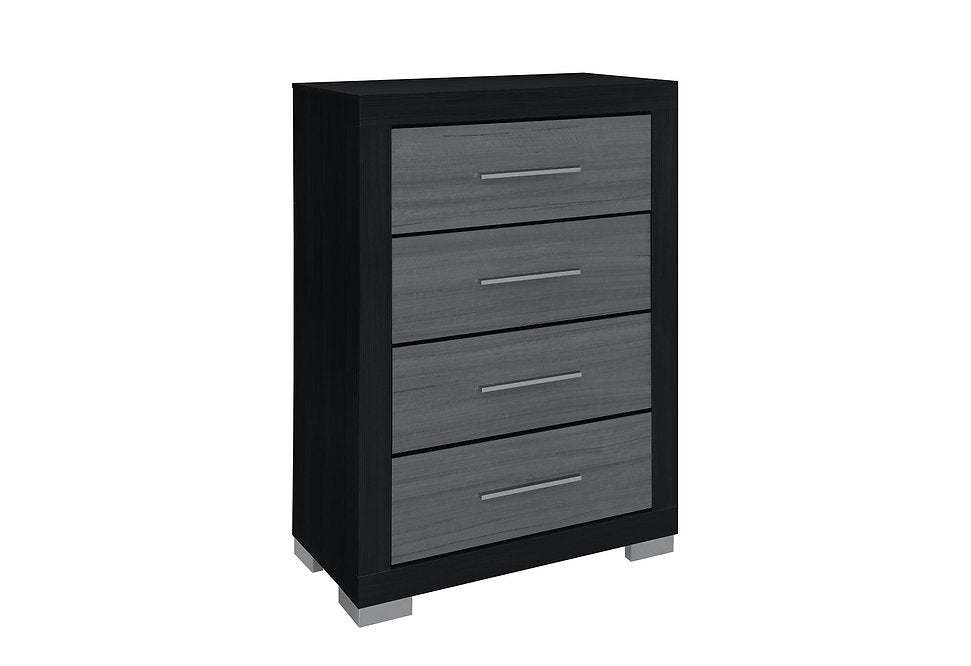 Emma Collection LED Storage Platform Complete Bedroom Set with USB-C Charging – Black/Grey or Natural/White
