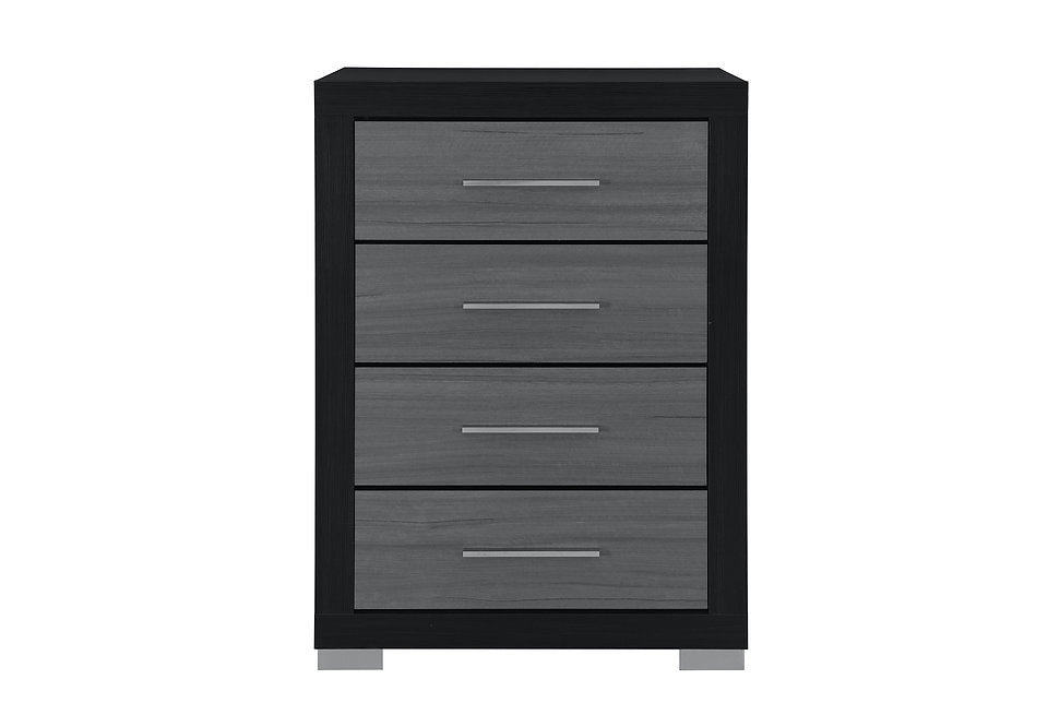 Emma Collection LED Storage Platform Complete Bedroom Set with USB-C Charging – Black/Grey or Natural/White