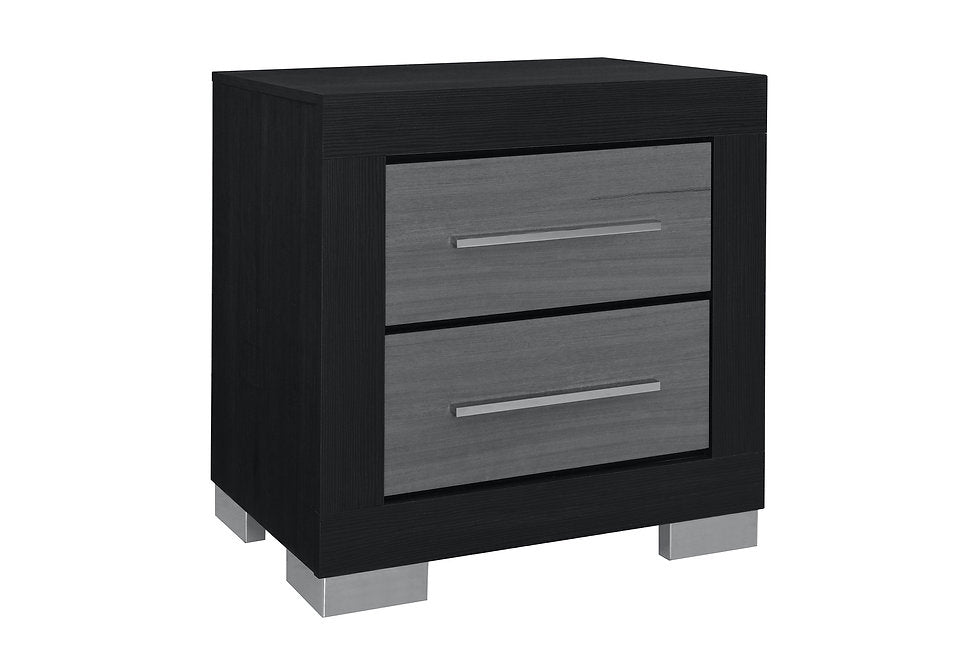 Emma Collection LED Storage Platform Complete Bedroom Set with USB-C Charging – Black/Grey or Natural/White